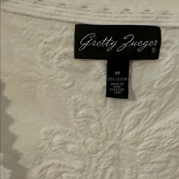 Gretty Zueger High-low Embroidered Tunic Top, Size M
